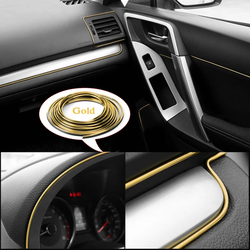 5M Car Styling Interior Decoration Strips Moulding Trim Dashboard Door Edge Universal For Cars Auto Internal Accessories