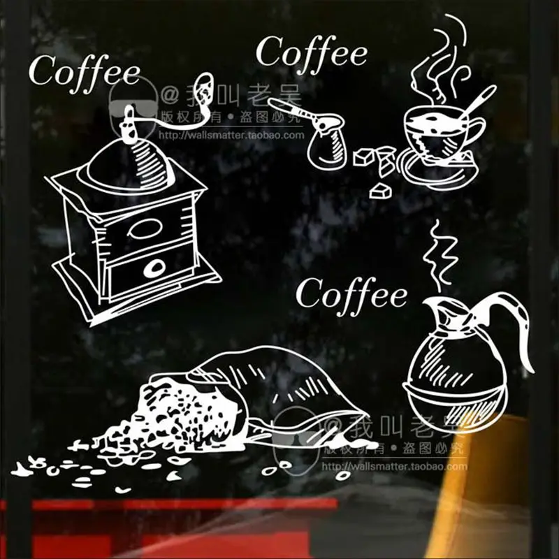 

DCTAL Milk Tea Coffee Shop Cafes Machine Ice Cream Bread Cake Kitchen Wall Art Sticker Decal Home Decoration Mural Decor