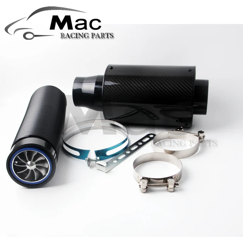 Air Intake Wit Fan Universal Racing Carbon Fiber Cold Feed Induction Kit Air Intake Kit Air Filter Box AF5103B