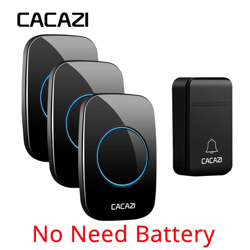 

CACAZI self-powered Welcome Doorbell Intelligent Wireless Doorbell Waterproof 200M Remote EU AU UK US Plug smart Door Bell Chime