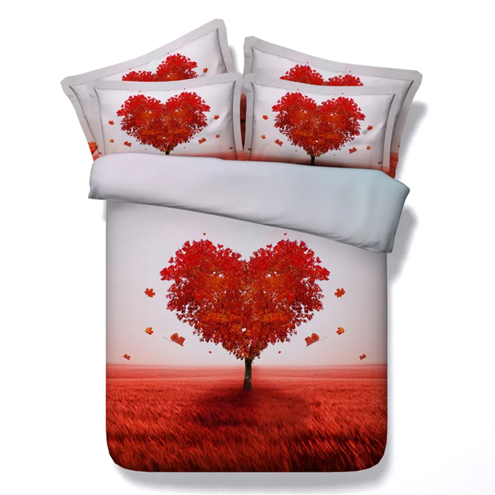 

Unique Love tree Bedding Set 3/4PC Queen/King/Twin/Super King Size Textiles Soft Warm Duvet Cover Bed Sheet Bedroom Sets No Fill