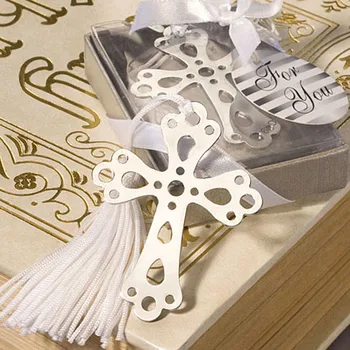 

100pcs/lot Cross Bookmarks For Baptism Birthday First Communion Party Favors Gifts For Guests Stainless Metal Baptism Gift