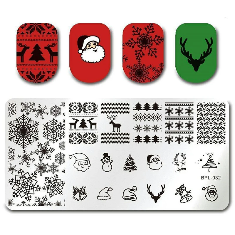 

BORN PRETTY Nail Stamping Plates Xmas Christmas Snowflake Nail Art Stamp Image Template Manicure Nail Decoration Tool BP-L032