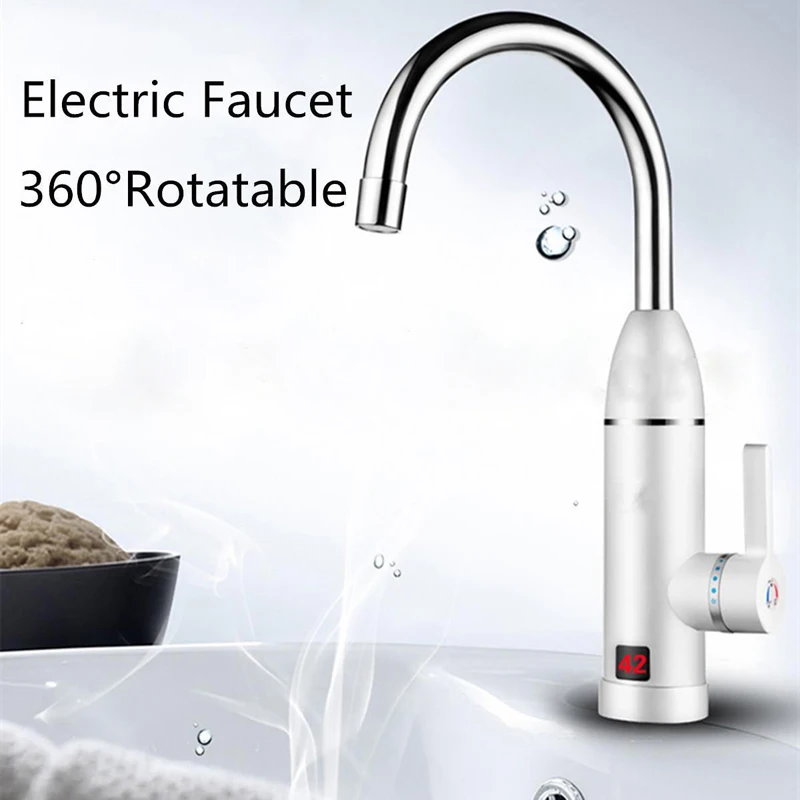 New Kitchen LED Display Electric Hot &Cold Water Instant Heating Mixer Faucet Tap