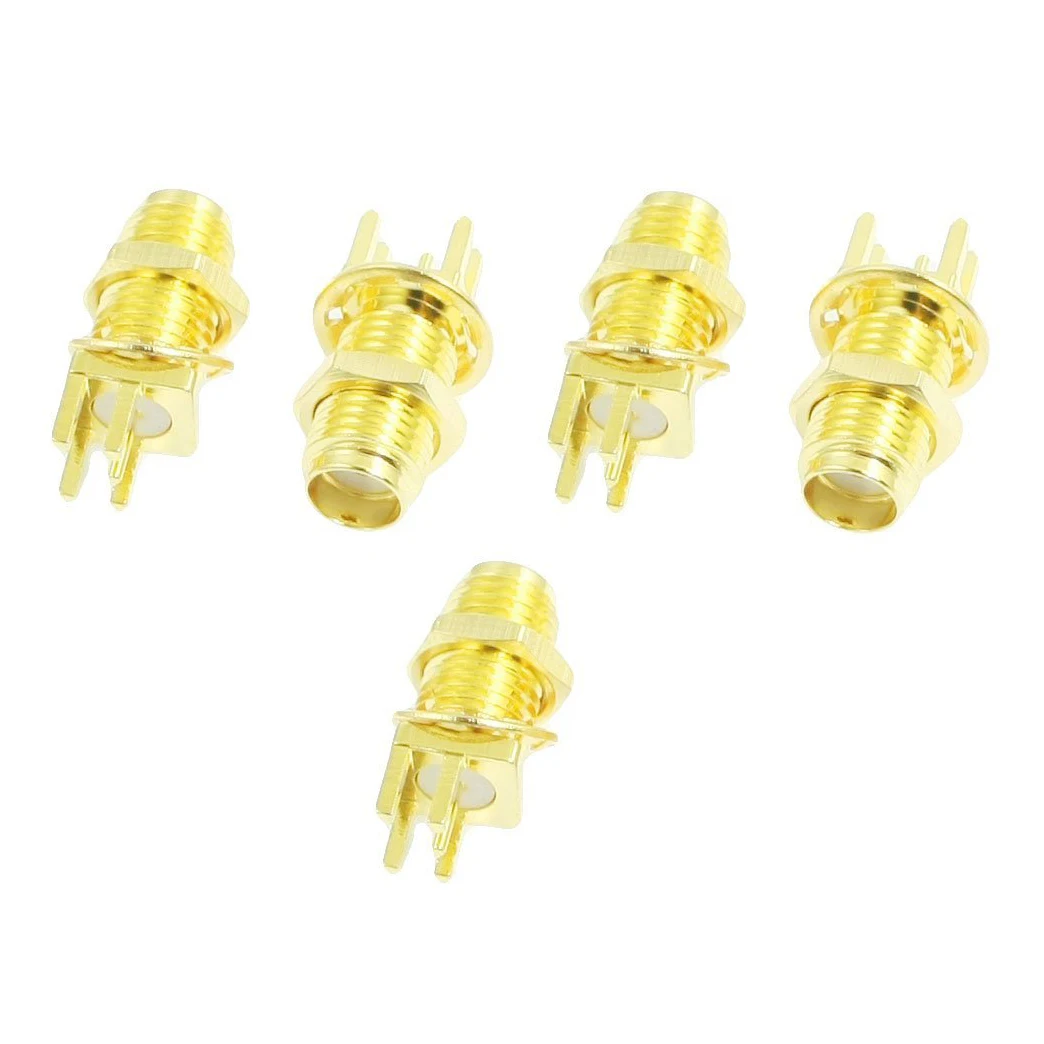 

5 Pcs SMA Male Plug Center Solder PCB Mount RF Connectors Gold