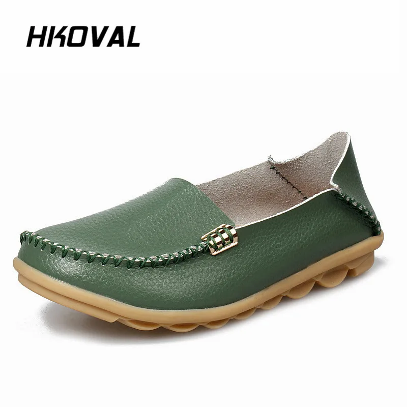 

HKOVAL Women Shoes Sneakers Genuine Leather Moccasins Mother Loafers Flats Female Ladies Driving Ballet Casual Footwear Shoes