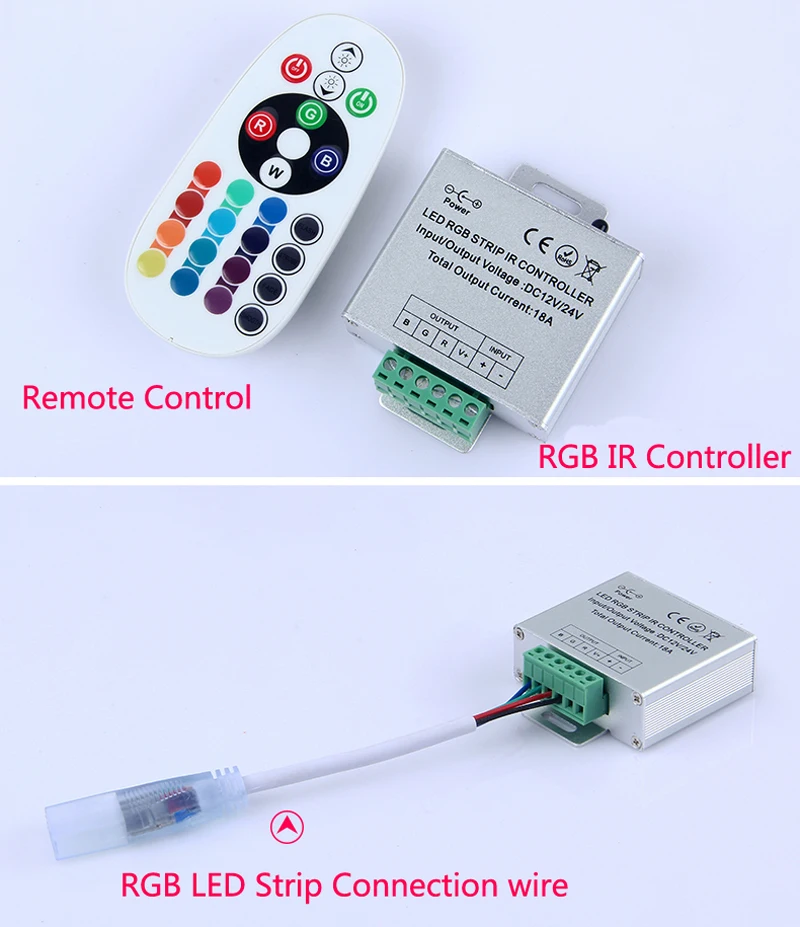 ИК-контроллер для светодиодной ленты RGB с пультом дистанционного управления 12 в 24 В соединительный провод 18A 36A неоновый RGB светодиодный пульт управления