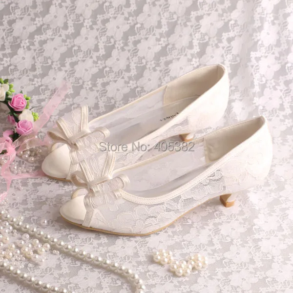 cheap ivory wedding shoes low heel
