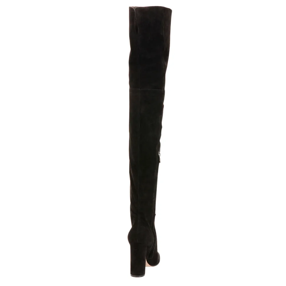 Caliente Negro Zapatos Invierno 4 Suede Plus Nancyjayjii Botas Rodilla Mujer 16 Moda Toe Tamaño Nieve Punta La Sobre Para Mujer qEFIgw