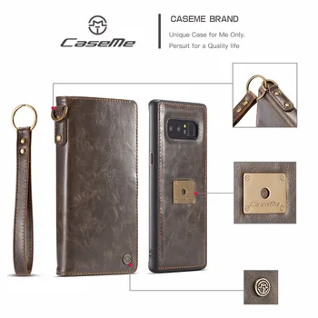 

CaseMe Brand Elegant Business Flip Leather Detachable 2 in 1 Magnetic Snap Wallet Case for Samsung Galaxy Note 8 N9500 Fundas