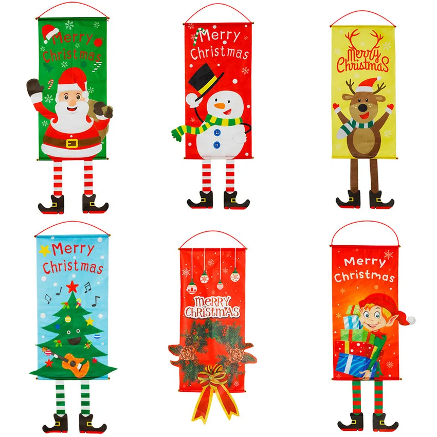 

New Christmas Decorations For Home Door Decor Christmas Hanging Ornaments Window Hanging Cloth Christmas Gifts New Year Products