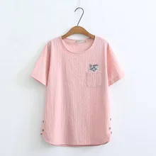 Большие размеры с коротким рукавом женская футболка розовый и темно-синие и светло-зеленый вышитые футболка Женские топы футболка Летняя футболка рубашка