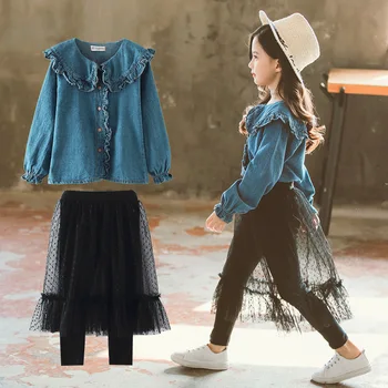 

Tenn Girls Clothes 2019 Spring School Tracksuit Kids Girls Clothing Set Long Sleeve Ruffle Shirt Skirt Suit Children Costume 10Y
