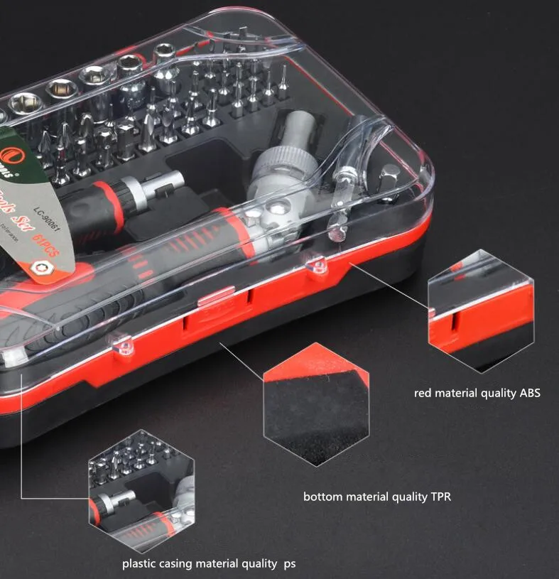 61PCS S2 material quality Screwdriver Set Precision Car Repair Combination Suit Multitool Toolbox Sleeve Tool