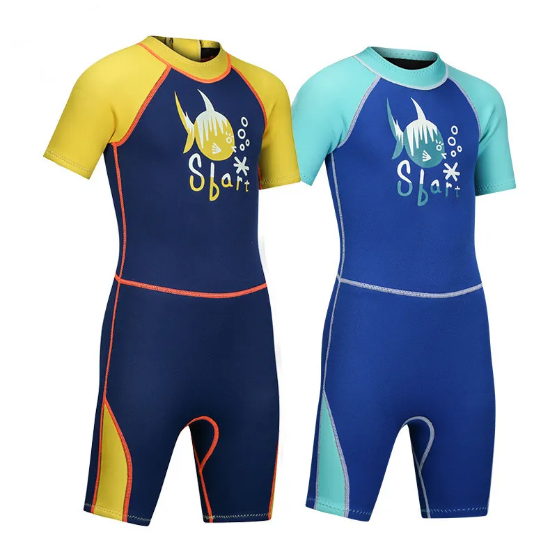 

SBART 2mm Neoprene Wetsuit for Children Boys Teenage 2-12Y Short Sleeve Diving Suit Anti-UV Thermal Anti-jellyfish Swimwear