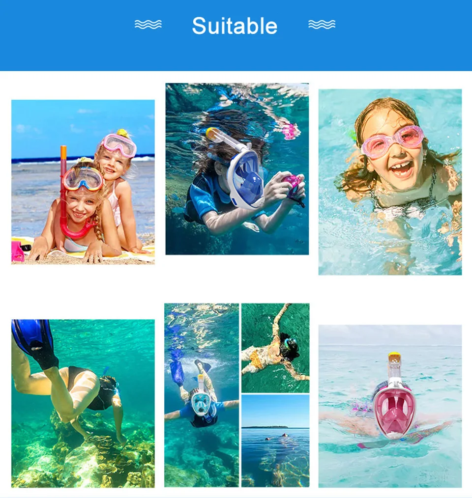 Маска для подводного плавания с полным лицом, для взрослых, складная, сухая, противоосколочная, противотуманная, для детей, маска для подводного плавания, тушь для ресниц de buceo