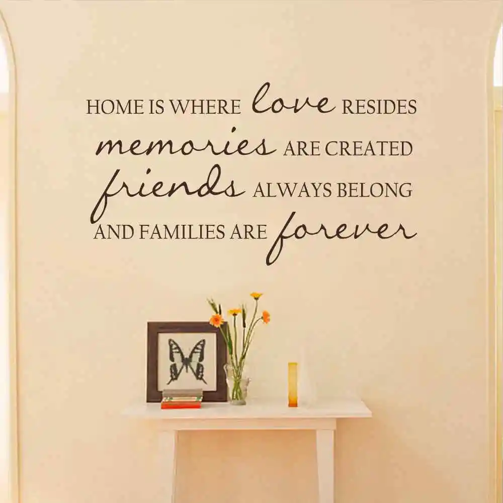 Home is where LOVE resides wall art vinyl home decor BIG homewarming quote 