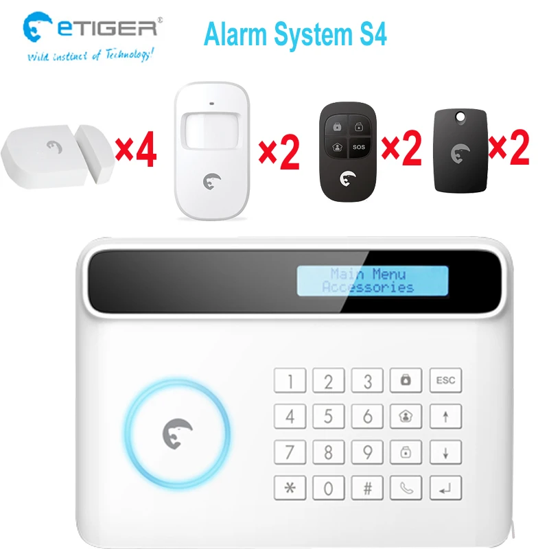 DIY all wireless alarm system kit 4 door contact 2 PIR motion detector etiger S4 set DIY all wireless alarm system kit 4 door contact 2 PIR motion detector etiger S4 set