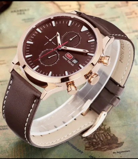 

MINI FOCUS Top Fashion Men Watches New 2018 Brand Sport Quartz Watch Famous Male Leather Clock Montre Homme Relogio