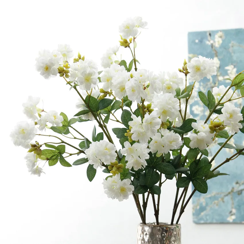 18 головок цветки сакуры, японской вишни, искусственные цветы Флорес для рождества, украшения дома, свадьбы, искусственный цветок Флер