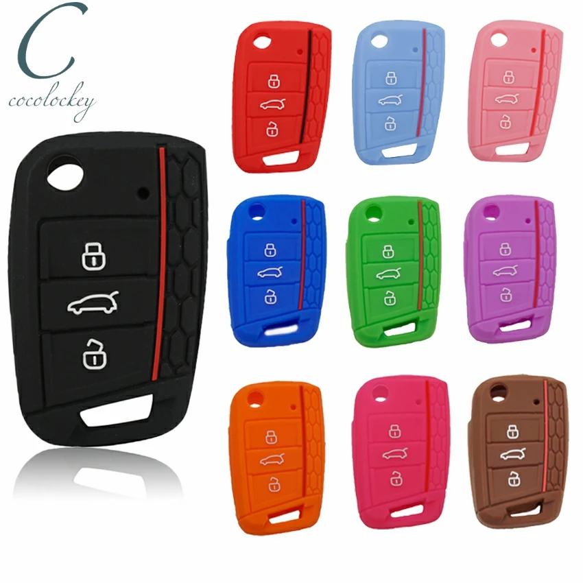 Cocolockey Silicone Car Key Cover Case Protect for VW Polo 2016 Golf 7