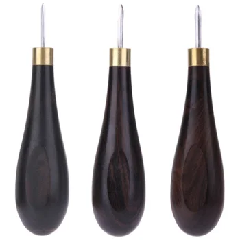 

SHGO HOT-Diamond Shape Stitching Awl Ebony Blackwood Handle Leather Craft Sewing Awl Handmade Sewing Tools Diy Stitcher Taper