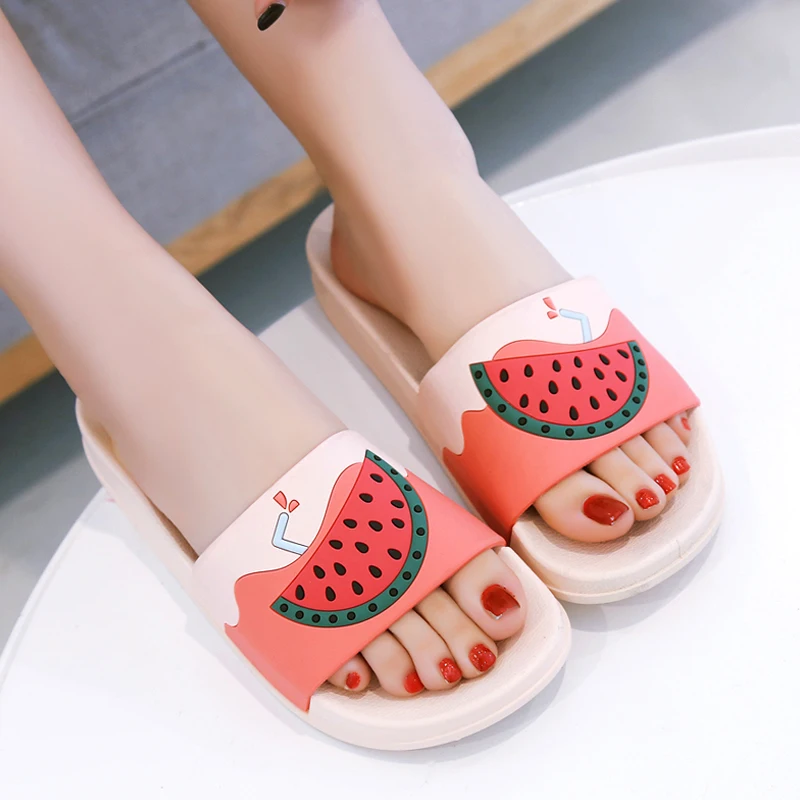 Meilleur Fruit de bande dessinée 2018 Femmes Slipperls pastèque banane Plate Forme Maison Pantoufles D été Sandales Diapositives Femmes Chaussures Sandalias Mujer