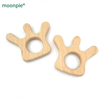 

10pcs handmade princess crown shaped beech wooden teether baby teething wooden toy gift nursing toy baby girl EA328