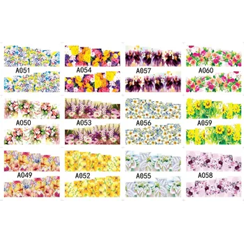 

UPRETTEGO 12 PACKS / LOT NAIL ART BEAUTY WATER DECAL SLIDER NAIL SUNFLOWER LAVENDER FLAMERAY GERBERA A049-060