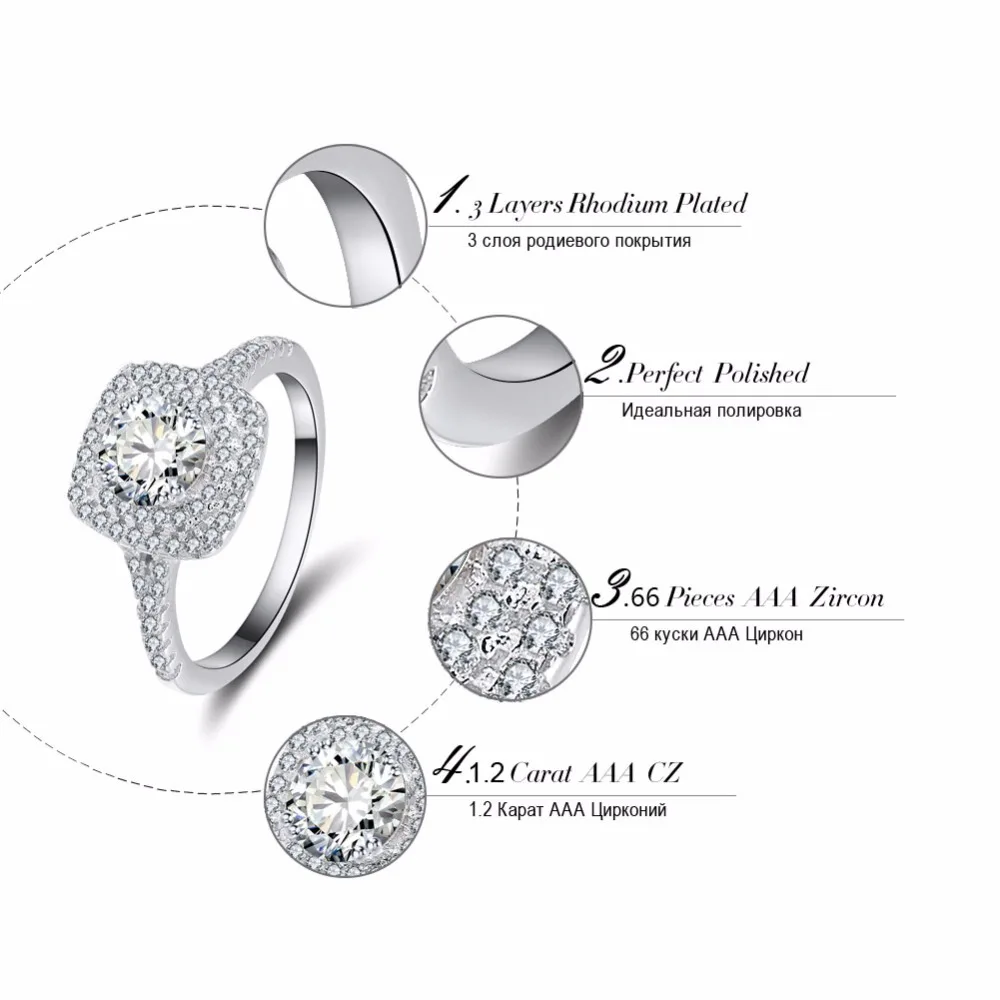 ORSA JEWELS Silver Color 0.85ct CZ Wedding Ring with Micro Paved 66pcs Austrian Cubic Zirconia Ring for Women Anniversary OR95