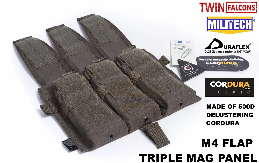 MILITECH TWINFALCONS TW Delustered Cordura Crye CP Съемный клапан тройной M4 Mag Чехлы панель для AVS CPC JPC 2,0 FCSK 2,0