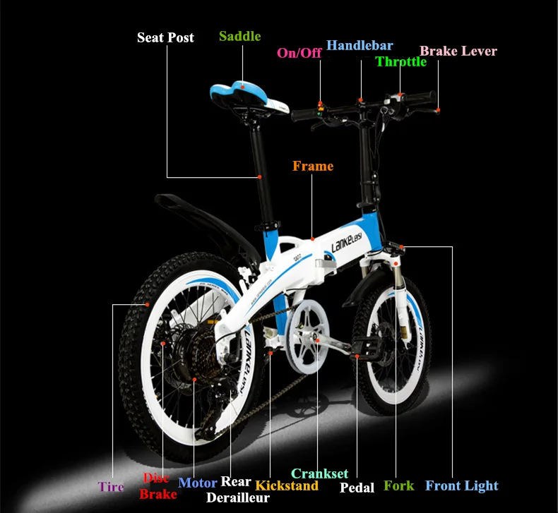 Perfect 20 Inch Folding Electric Bicycle, adopt 240W / 500W Powerful Motor,48V 10Ah/14.5Ah Hidden Battery, Aluminum Alloy Frame Mountain 10