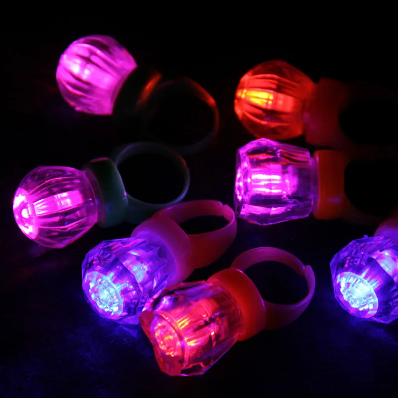 LED Flashing Artificial Rhinestone Ring Finger Light Kids Adult