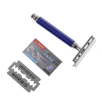 

1 Set Men Safety Manual Razor Double Edge Blade Replacement Men Beard Trimming Facial Care Hair Mustache Remove Men Gift