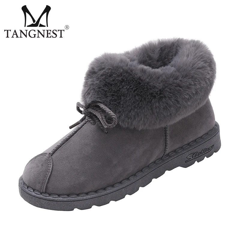 

Tangnest 2018 New Warm Winter Snow Boots Flock Inside Women Ankle Boots Slip On Flats Casual Shoes Woman 4 Colors XWX6950