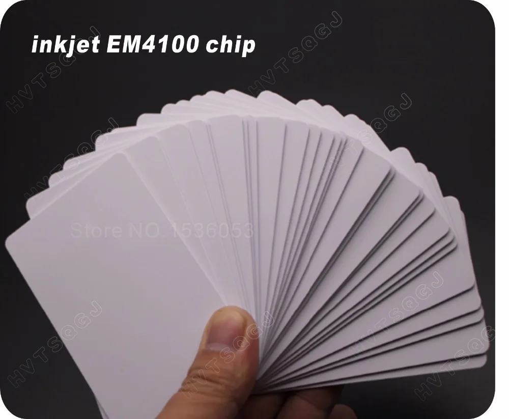 

Free Shipping 100 PCS/Lot rfid 125Khz EM4100 Chip Blank ID Inkjet Card Printable By Epson /Canon Printer with Card Tray
