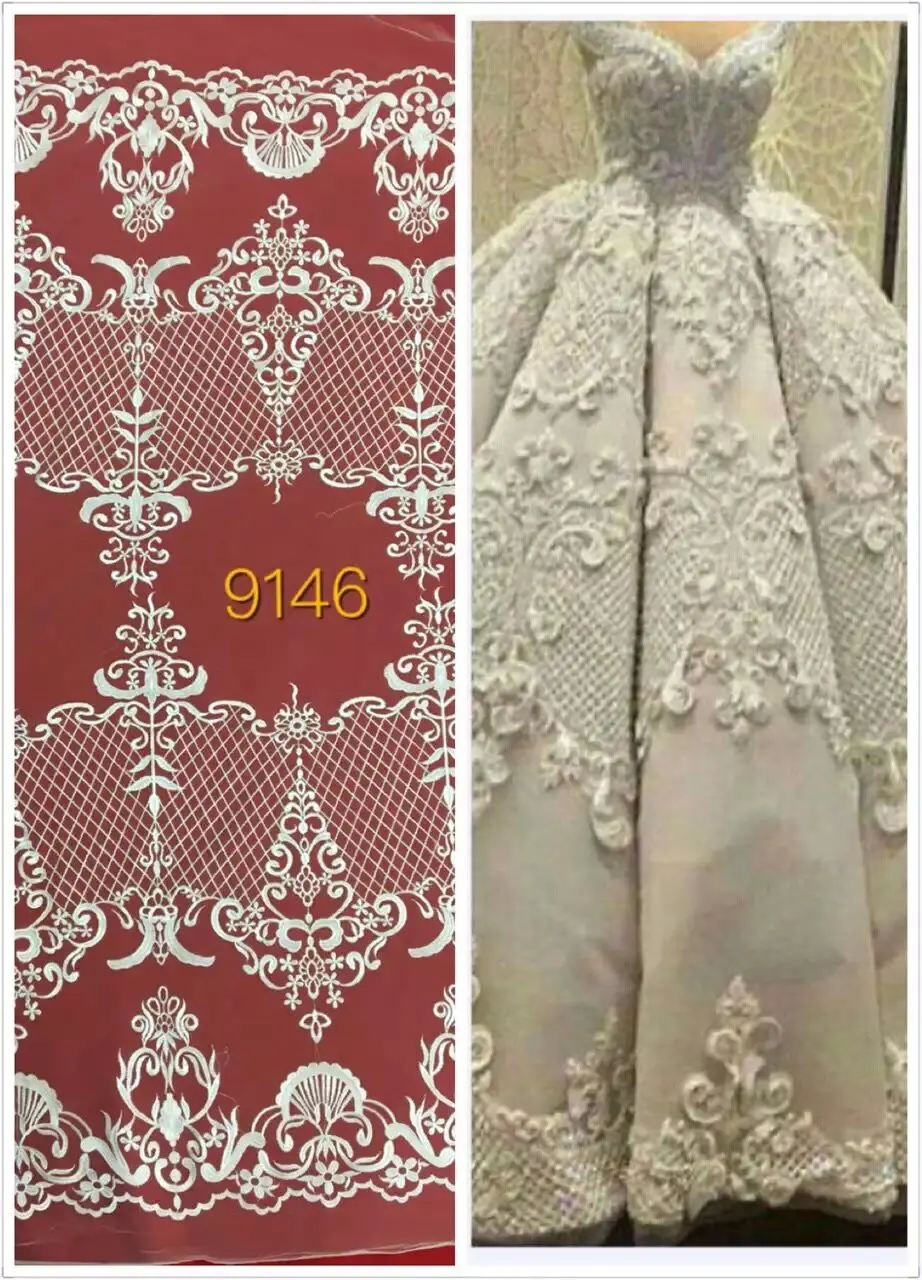

CGL-81010 Embroidered Fabric For Sewing Dress 100% Polyester Mesh French Lace