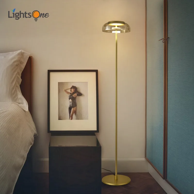 Postmodern personality glass floor lamp bedroom study light luxury atmosphere floor light