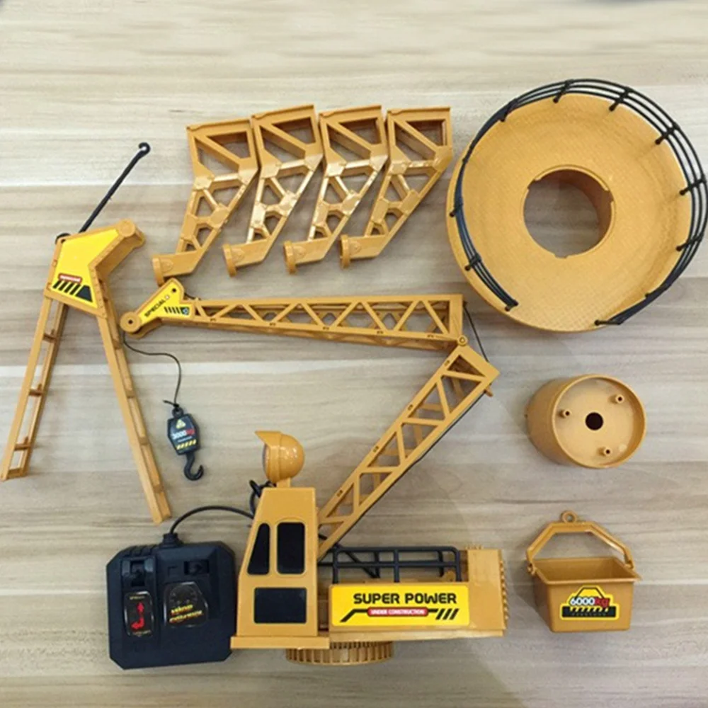 Strong Remote Control Truck Plastic Collection Engineering Crane Toy for Tower Crane Drop Shipping
