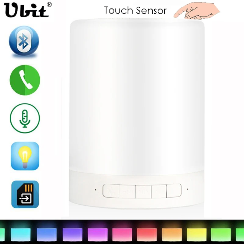 Ubit Wireless Bluetooth Speaker Hands-free Call Colorful Touch LED Light Lamp With TF Card Music Player Smart Speakers Subwoofer