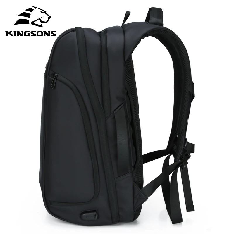  Kingsons Man Backpack Fit 15 17 inch Laptop USB Recharging Multi-layer Space Travel Male Bag Anti-t