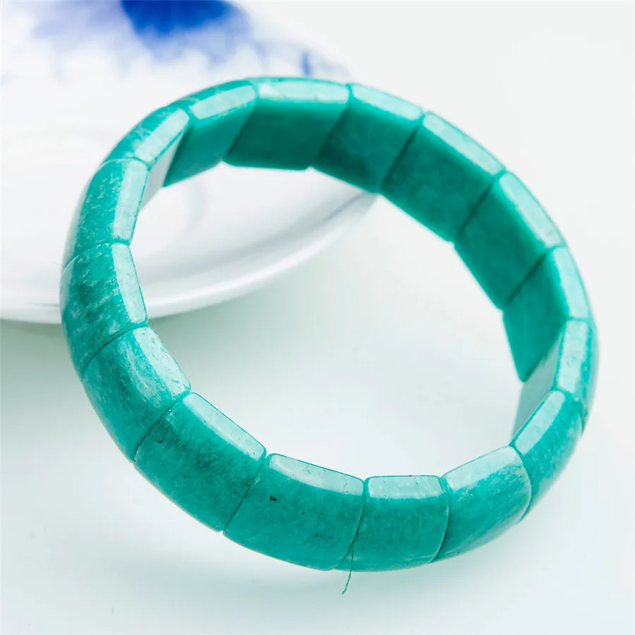 Genuine Green Natural Amazonite Gemstone Crystal Stretch Rectangle Bead