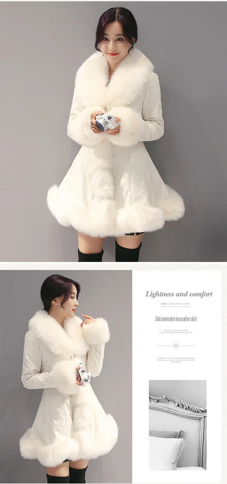 Зимняя куртка женская модная юбка дизайн кожаные пальто женские искусственный Лисий мех воротник пуховик женские зимние парки теплое пальто