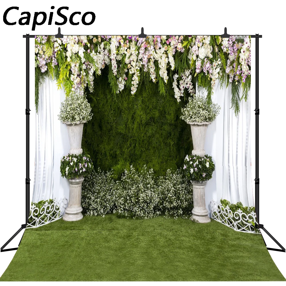 

CapiSco photographic background White grass flowers to celebrate the wedding backdrop photocall professional customize