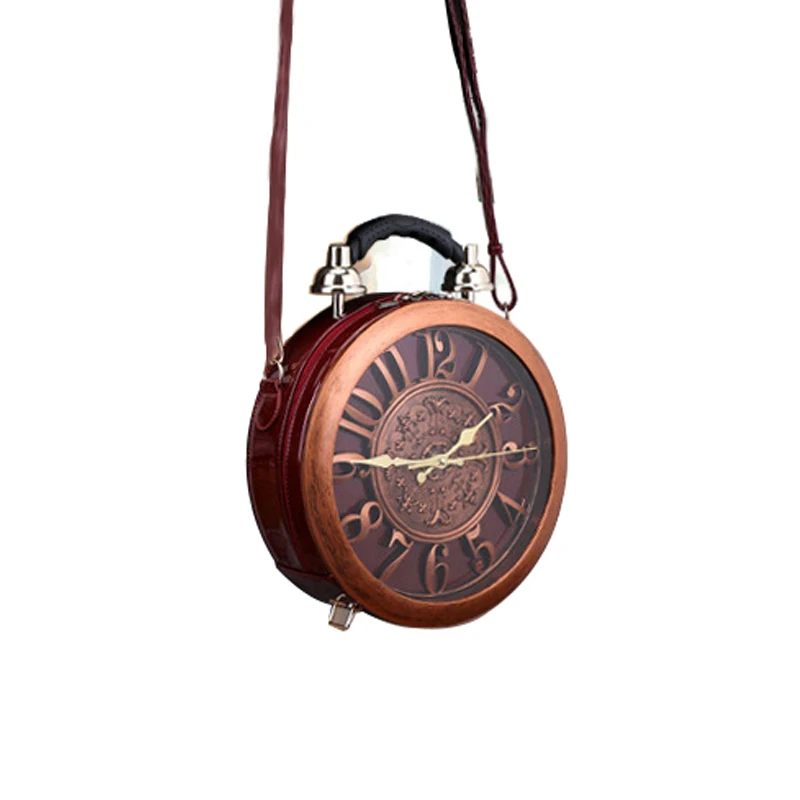 Clock Handbag for Womens Fashion Leather Clock Bags Personality Ladies