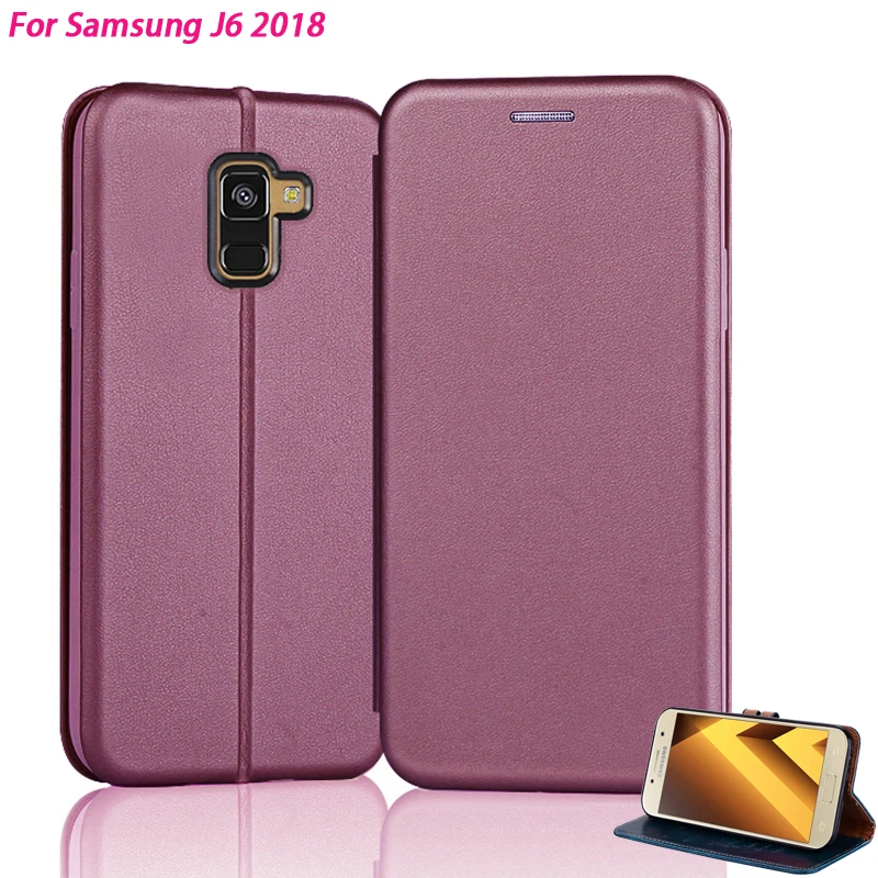 

YonLinTan leather case For Samsung galaxy j6 j 6 2018 Flip 5.6" phone back coque cover wallet book Card Slot Magnetic cases 360