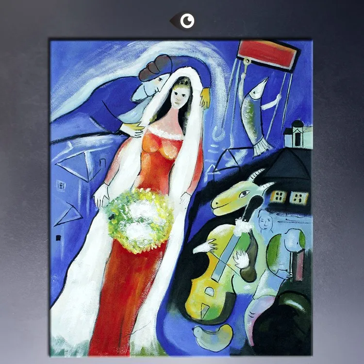 HOT!!!PRINT OIL PAINTING 50*40 MARC CHAGALL La Mariee