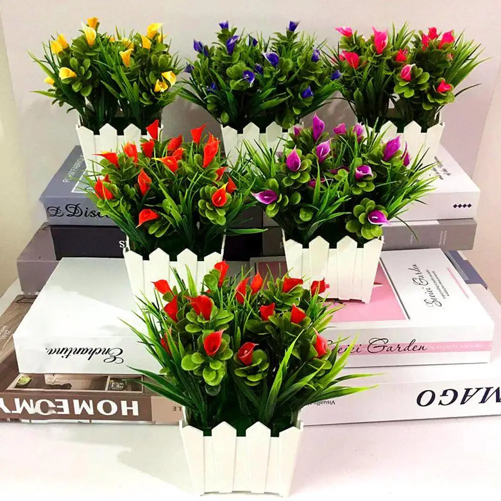 

New 1Pc Artificial Flower Callalily Potted Bonsai Living Room Office Garden Decor