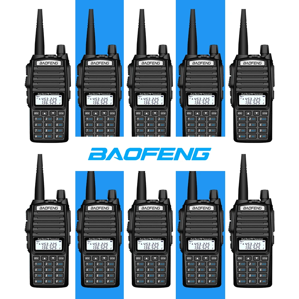

10Pcs Baofeng UV-82 Walkie Talkie 10km FM Transceiver 8W Portable CB Ham Radio 128CH VHF/UHF UV 82 Two way Radio 2800mAh