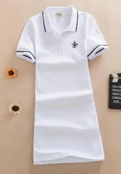 white Baharcelin, женское платье поло с вышивкой, Повседневное платье, De Festa, короткий рукав, Femme, летние топы, одежда, цельное платье, Ete Vestidosn - Цвет: white